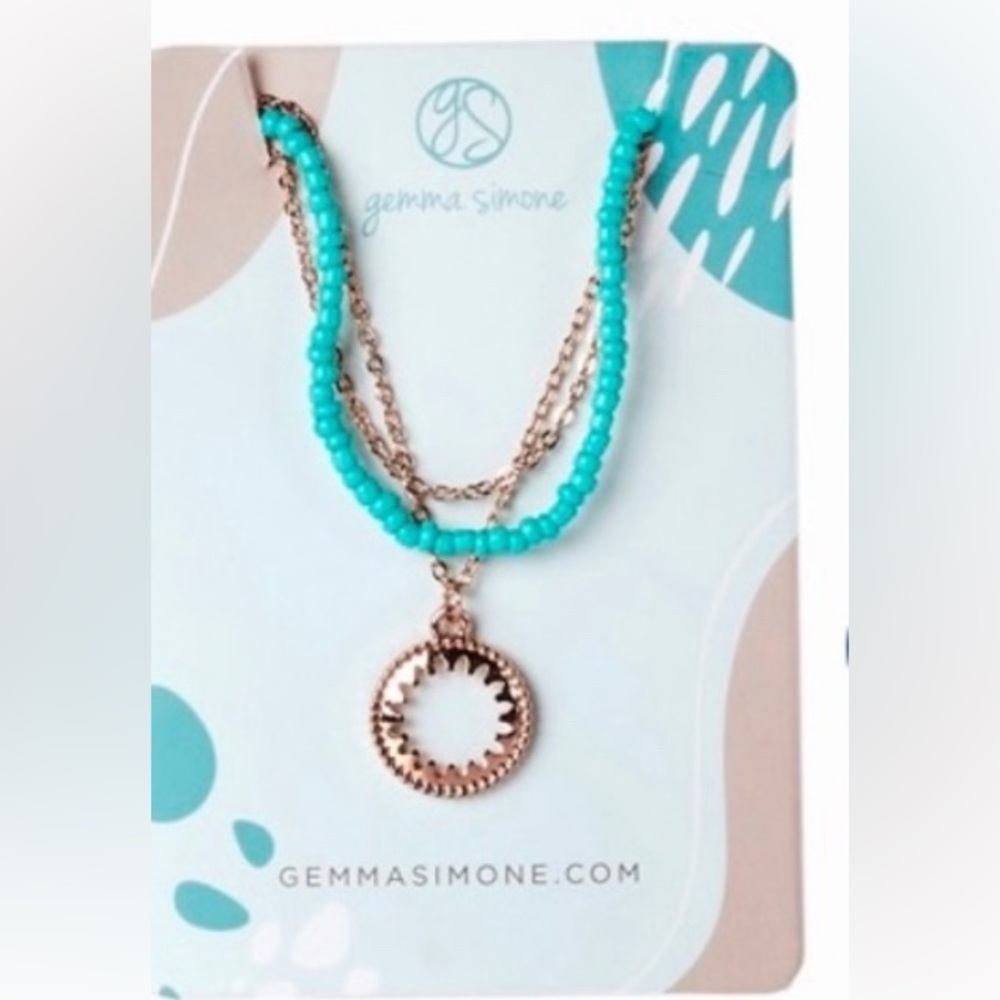 Gemma Simone multi strand necklace with turquoise